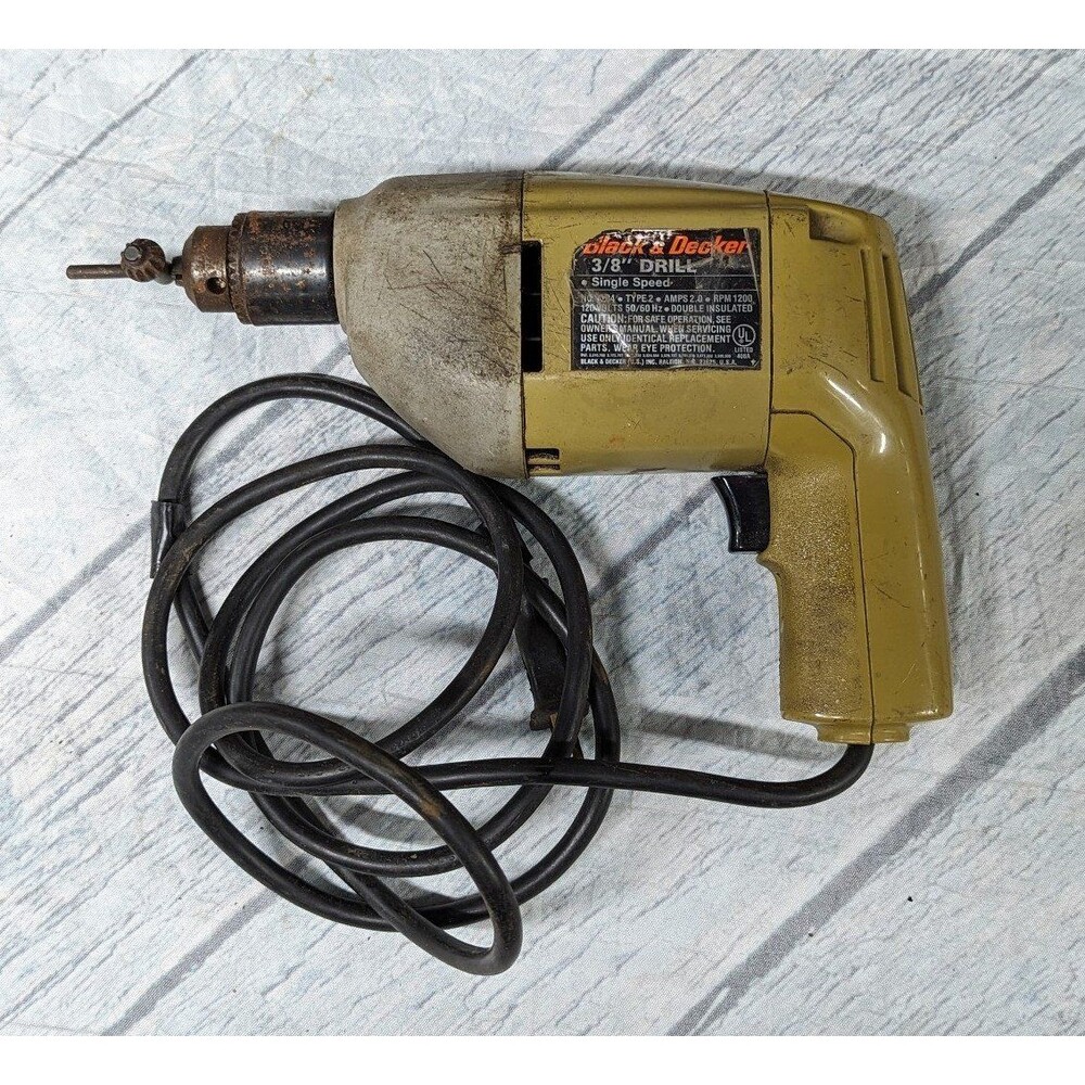Vintage Black & Decker 3/8" Double Insulated Electric Drill 7104 Made in USA